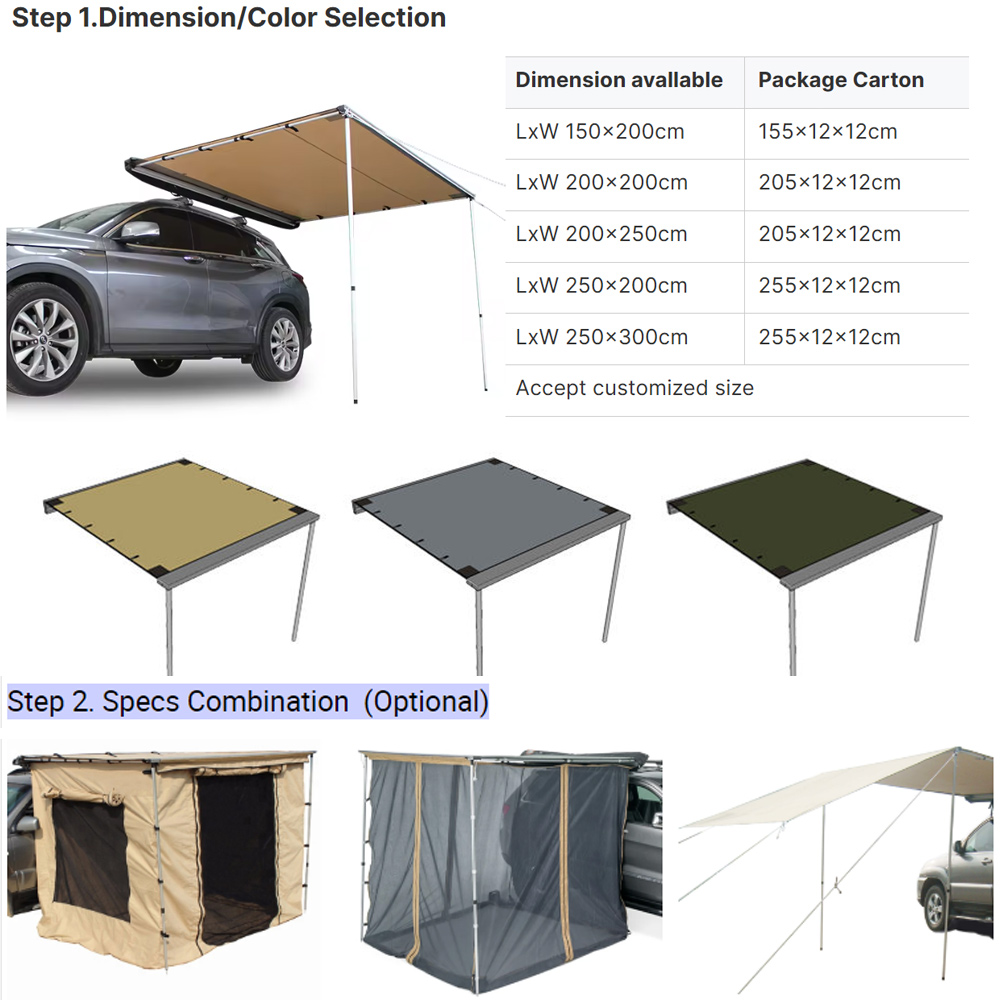 Yeni Pikap Kamperi 2.5m X 3m 4 - Car Awning 2.5M X 2.5M incelemesi ve fiyatı